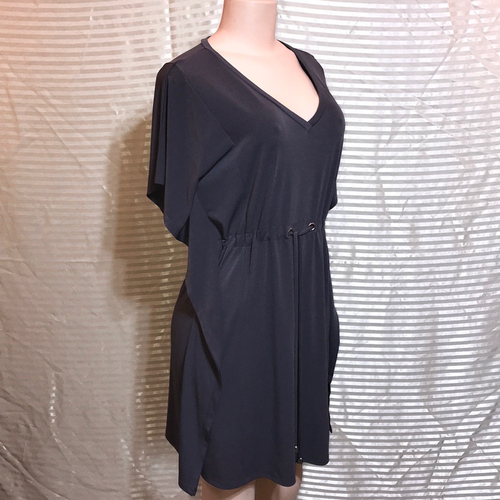 Spense Gray Batwing Dolman Tie Waist Cinched Dress - Picture 4 of 16